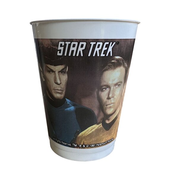 Vtg Star Trek TOS Slurpee Cup 7 Eleven Plastic Cup 1991 Kirk Spock Uhura McCoy - Picture 1 of 8